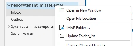 Clicking IMAP Folders in outlook