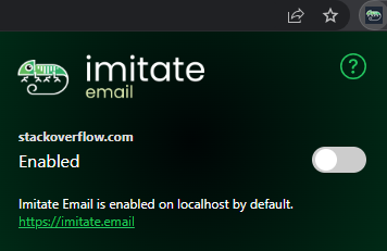Imitate Email chrome extension settings