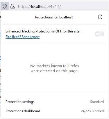 Turn off firefox enhanced tracking prevention