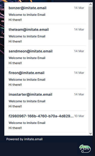 Screenshot of Imitate Email embeddable widget